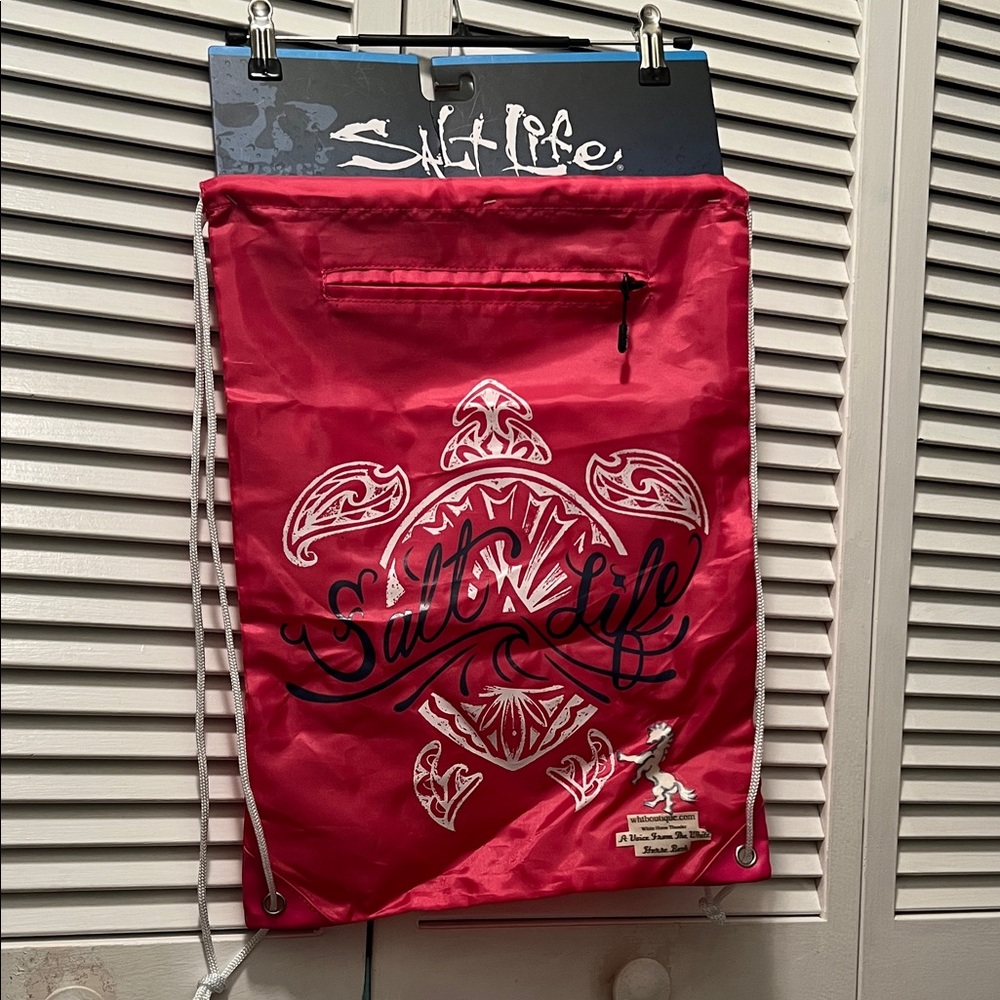 #1375=Unisex Salt Life Crimson Drawstring Bag